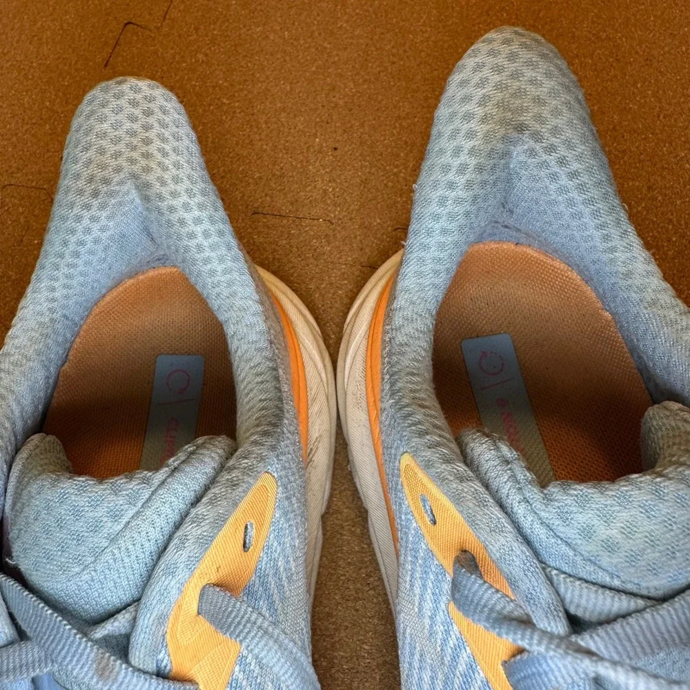Hoka Clifton 9 Running Shoes Womens 9B Blue Orange 1127896 Road Sneakers Cushion